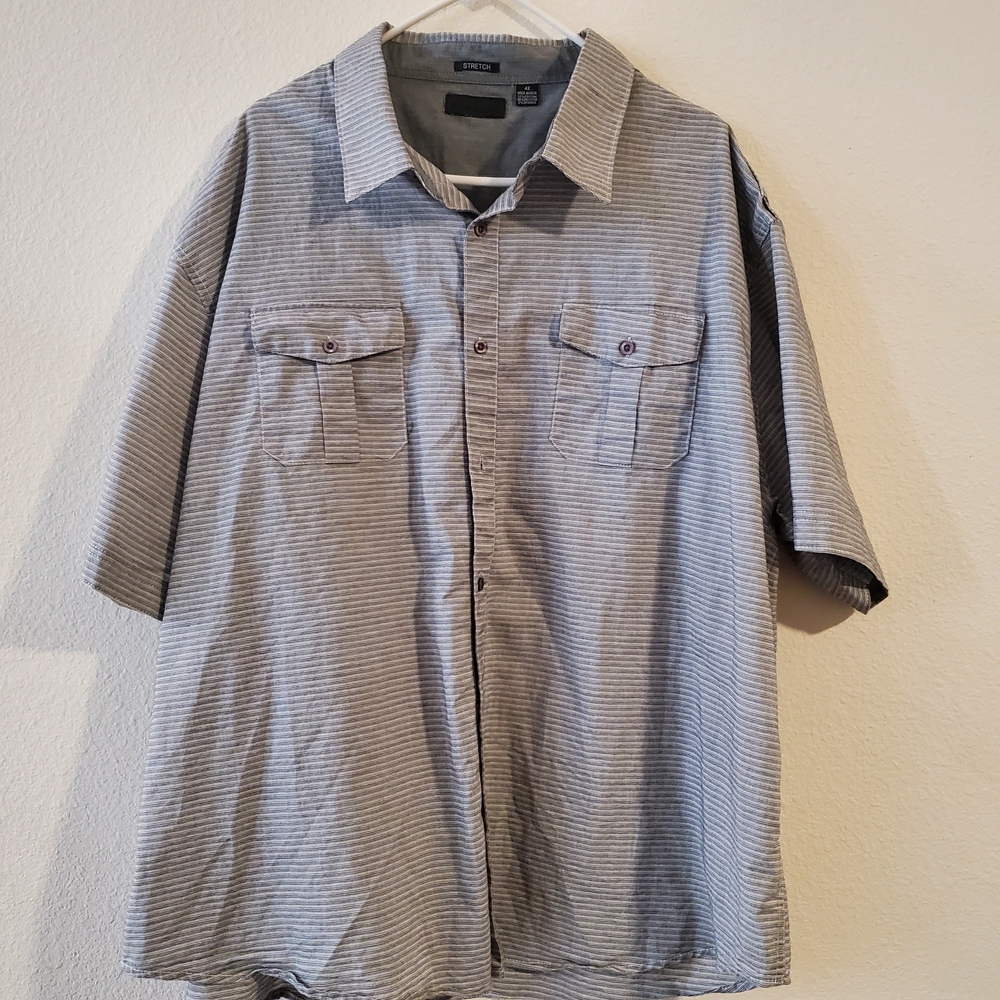 Steve's Jeans Men's Gray Striped Casual Button Down Shirt Size 4X